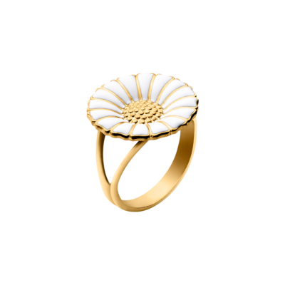 Georg Jensen "Daisy" ring i forgylt med hvit emalje