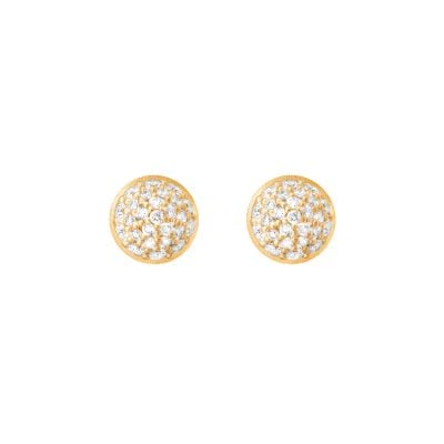 OLE LYNGGAARD COPENHAGEN Lotus pavé ørepynt i gult gull med diamanter