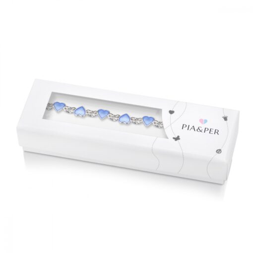 Armbånd til barn med lys blå emaljerte hjerter fra Pia og Per - Bilde 2