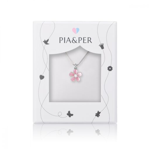 Blomst anheng med rosa og hvit emalje fra Pia og Per - Bilde 2