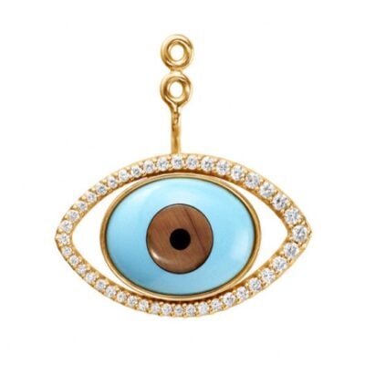 OLE LYNGGAARD COPENHAGEN  Evil Eye øreanheng til ørepynt i gull med turkis og diamanter