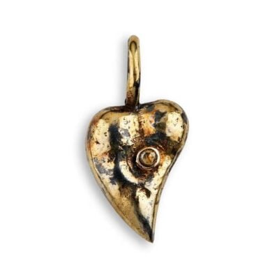 By Birdie "Sahran heart" anheng i sølv med gult gulls detaljer og diamant
