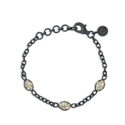 By Birdie "Chain Beech Autumn" armbånd i sølv med gult gull detaljer