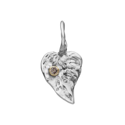 By Birdie "Zenith heart" anheng i sølv med gult gulls fatning med diamant