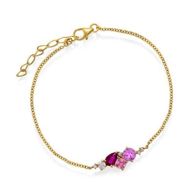 Armbånd "Glam" i forgylt sølv med c.zirkonia i rosa toner