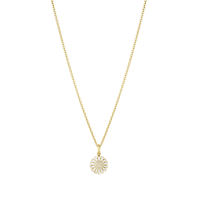 Georg Jensen «Daisy» anheng i forgylt sølv med diamanter