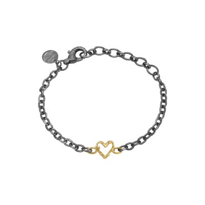 By Birdie "Zenith open heart" armbånd i sølv med gult gull detaljer