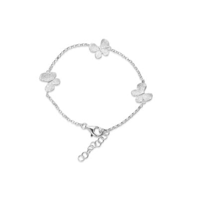 Stardust Butterfly armbånd med 3 sommerfugler i rhodinert sølv