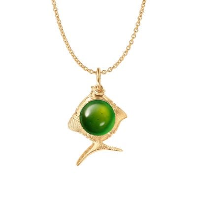 OLE LYNGGAARD COPENHAGEN Young fish pendant i gult gull med serpentin