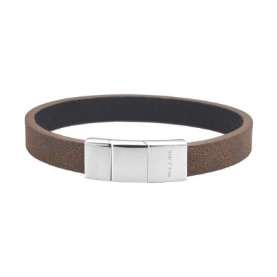 Son of Noa "Son" armbånd brown calf leather stållås